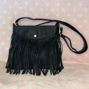 STEVE MADDEN Black Fringe Purse
